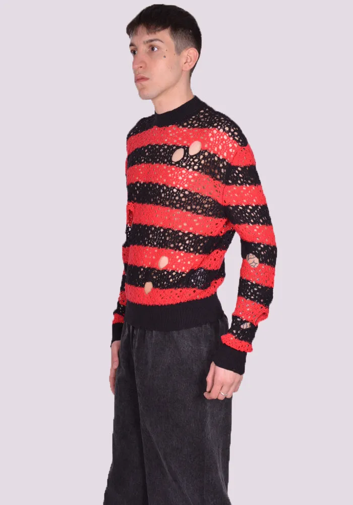 LIBERAL YOUTH MINISTRY LYM05N001 STRIPES KNIT SWEATER BLACK/RED