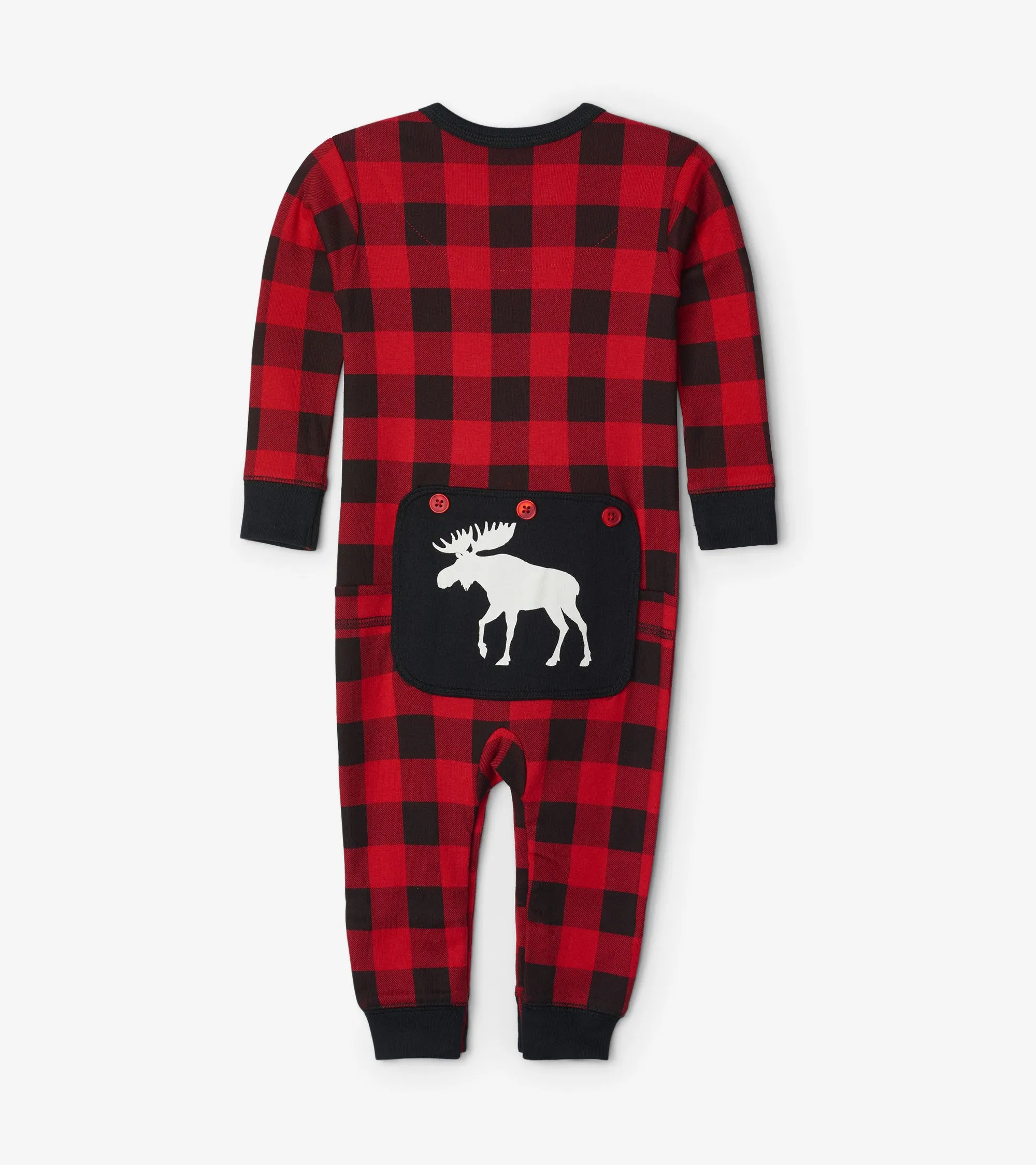 Little Blue House Moose on Plaid Union Suit