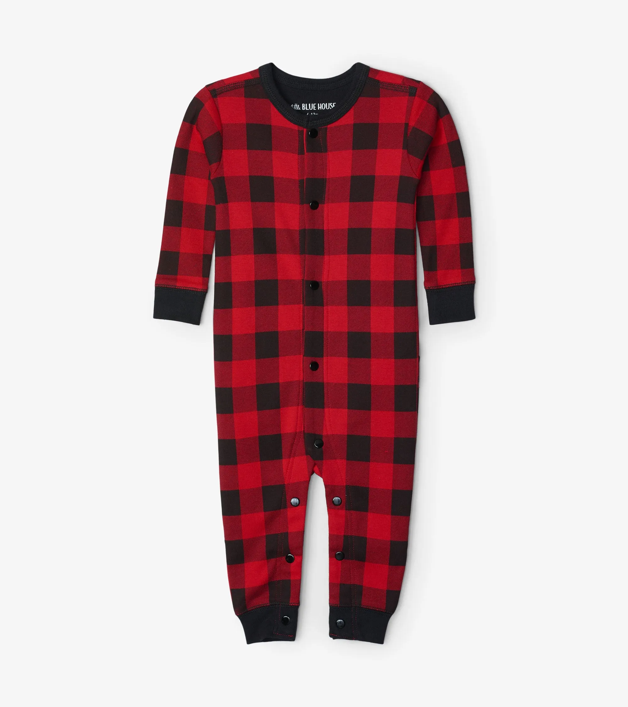 Little Blue House Moose on Plaid Union Suit