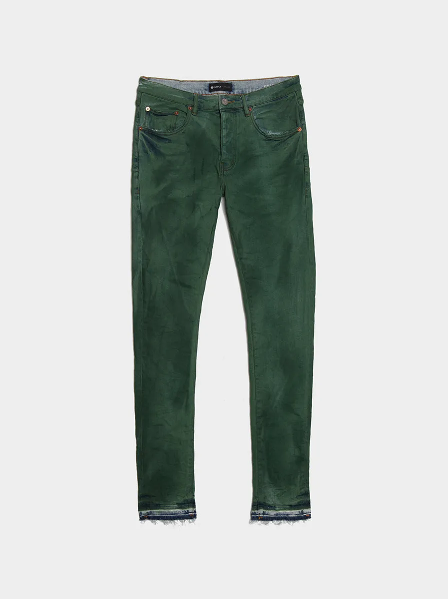 Low Rise Slim Leg Jean, Dark Green Over Light Indigo