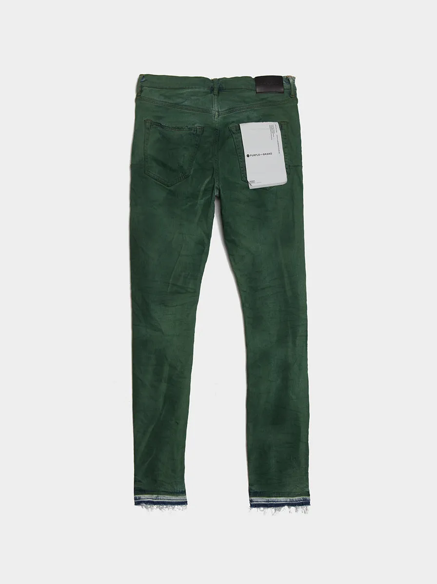 Low Rise Slim Leg Jean, Dark Green Over Light Indigo