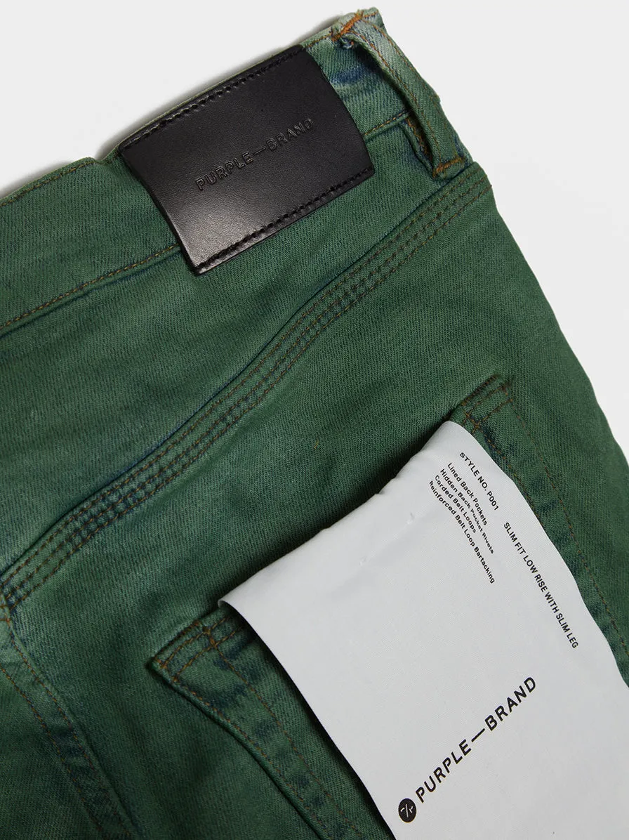 Low Rise Slim Leg Jean, Dark Green Over Light Indigo