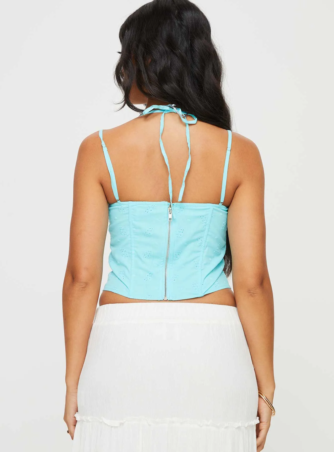 Luvan Lace Corset Top Aqua