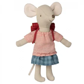 Maileg Tricycle Mouse, Big Sister with Bag - Red