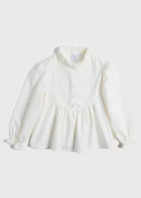 Mao Collar Romantic Blouse in White (12mths-10yrs)