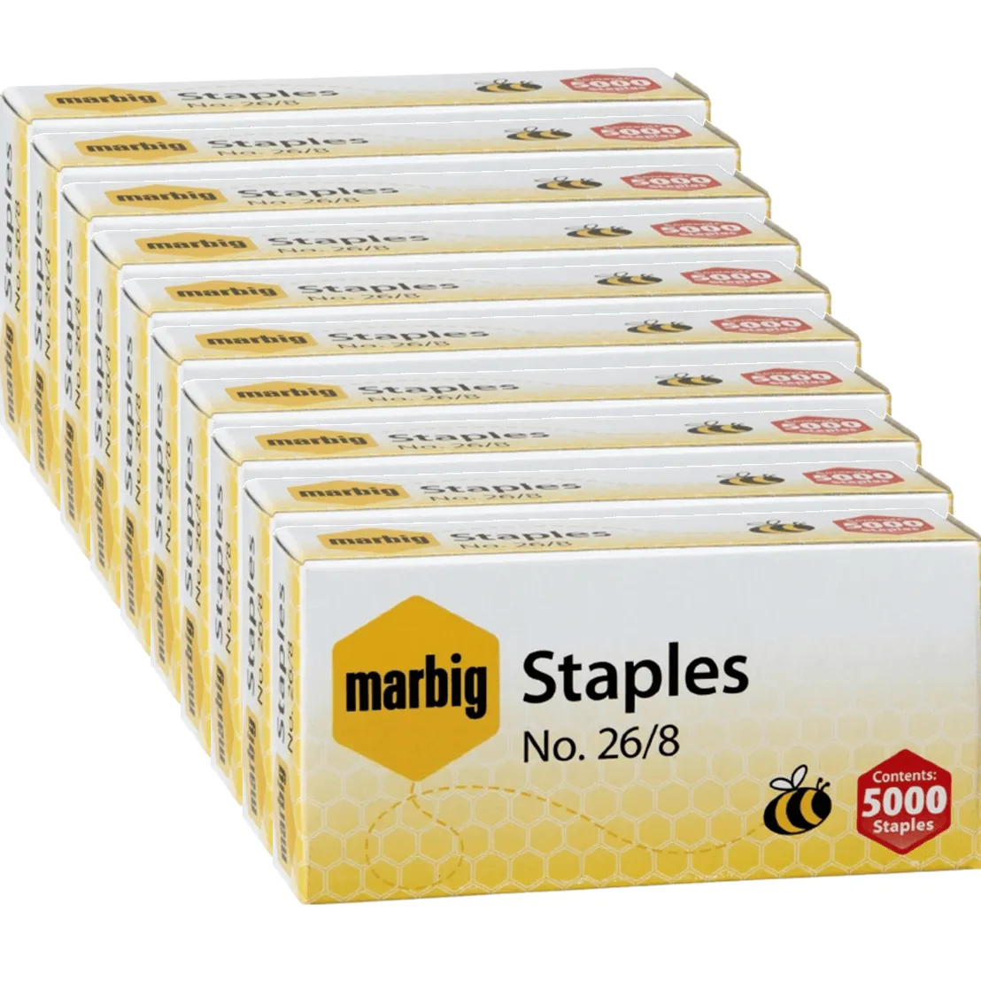 Marbig Staples 26/8 Box 5000 10 Pack Bulk