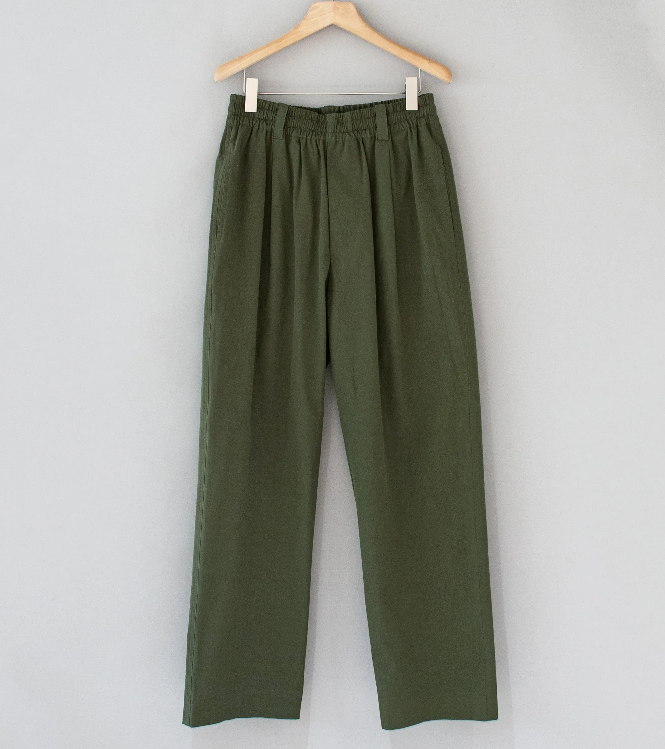 Margaret Howell 'Pull On Trouser' (Khaki Green Dense Cotton Poplin)