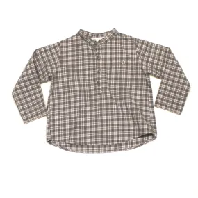 Marie-Chantal Grey And White Check Collarless Shirt