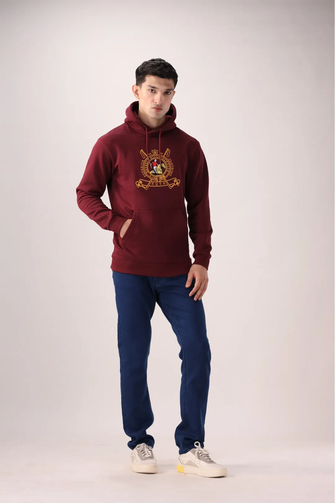 Maroon Graphic Fleece Hoodie