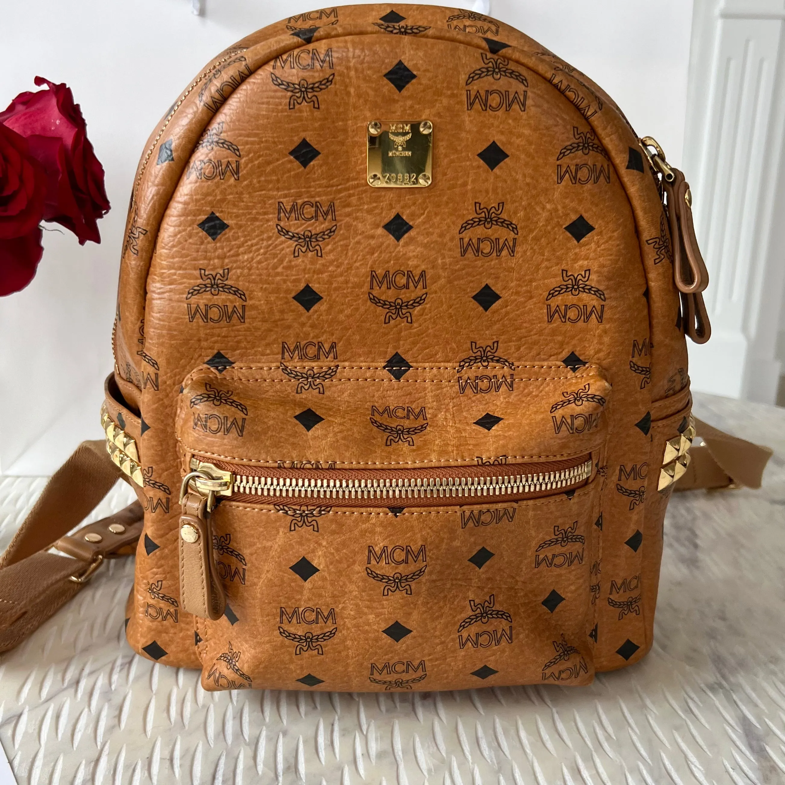 MCM Stark Stud Embellished Backpack