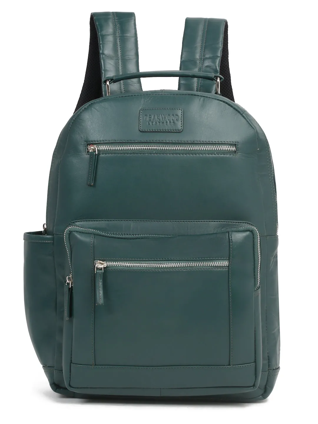 Men's Green Solid Leather backpack - Clearance sale