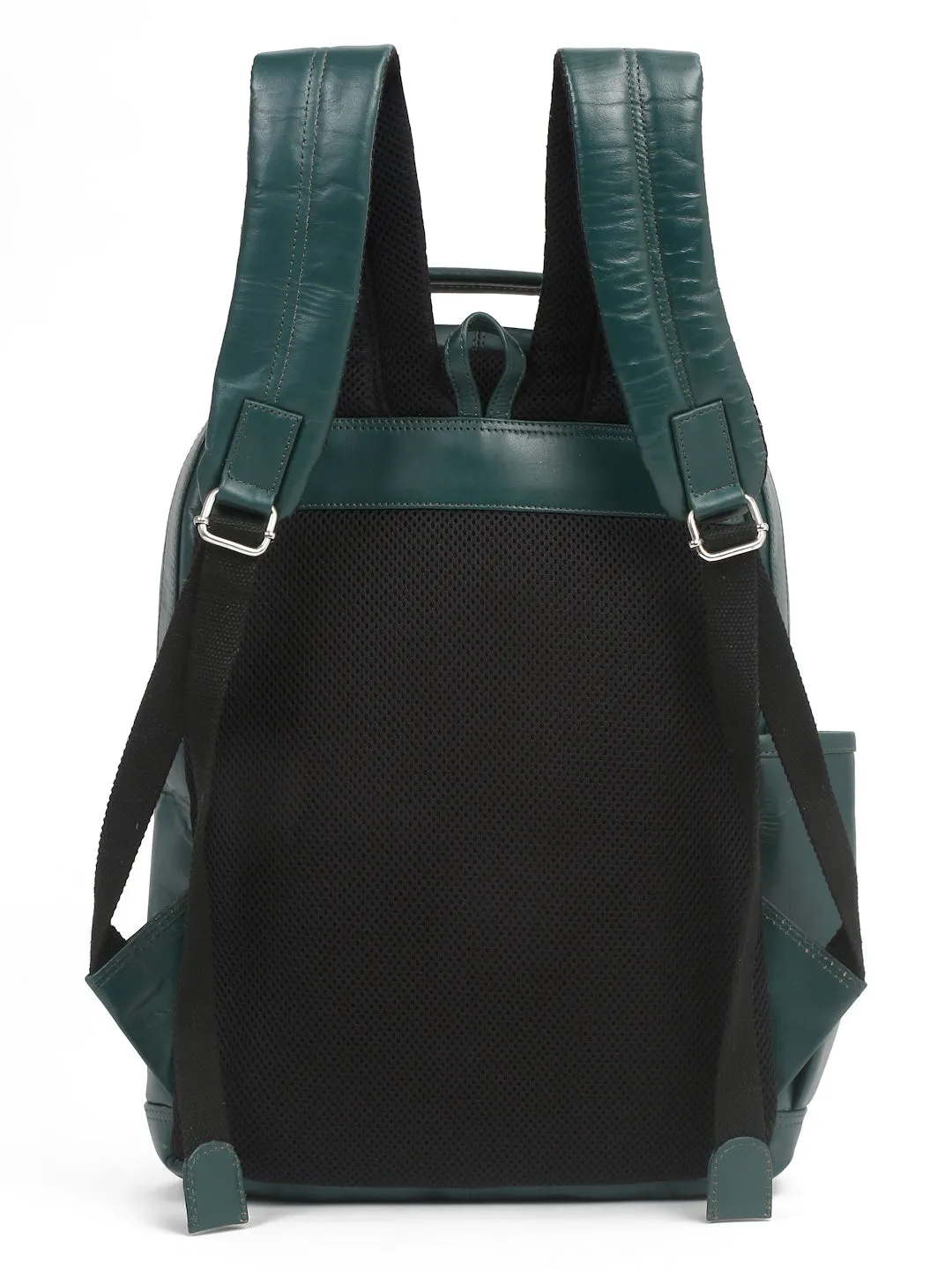 Men's Green Solid Leather backpack - Clearance sale