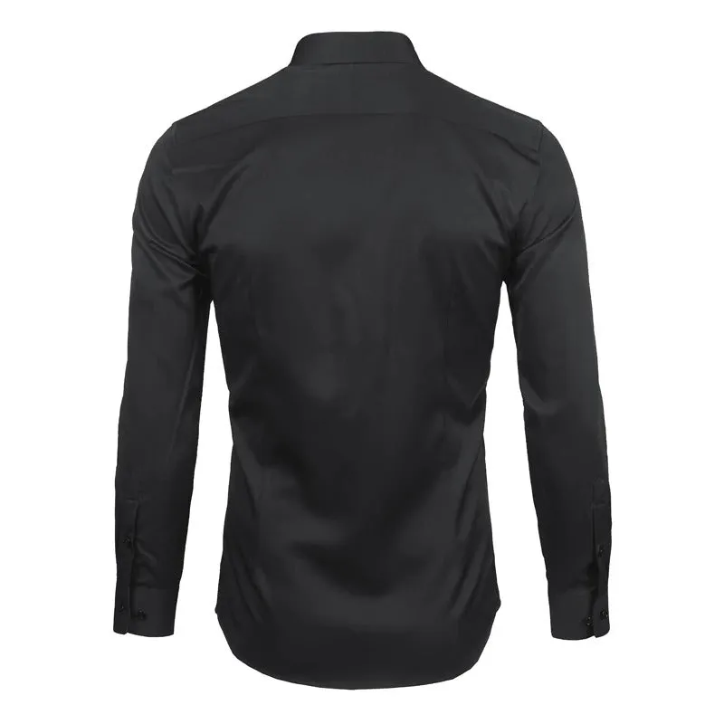 Men's Slim Fit Non-Iron Turn-down Collar Bamboo Fiber Long Sleeve Shirt