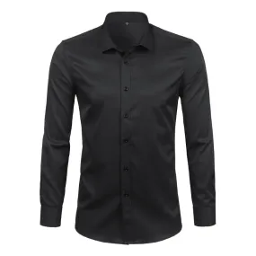 Men's Slim Fit Non-Iron Turn-down Collar Bamboo Fiber Long Sleeve Shirt