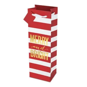 Merry and Bright Stripes Wine Bag