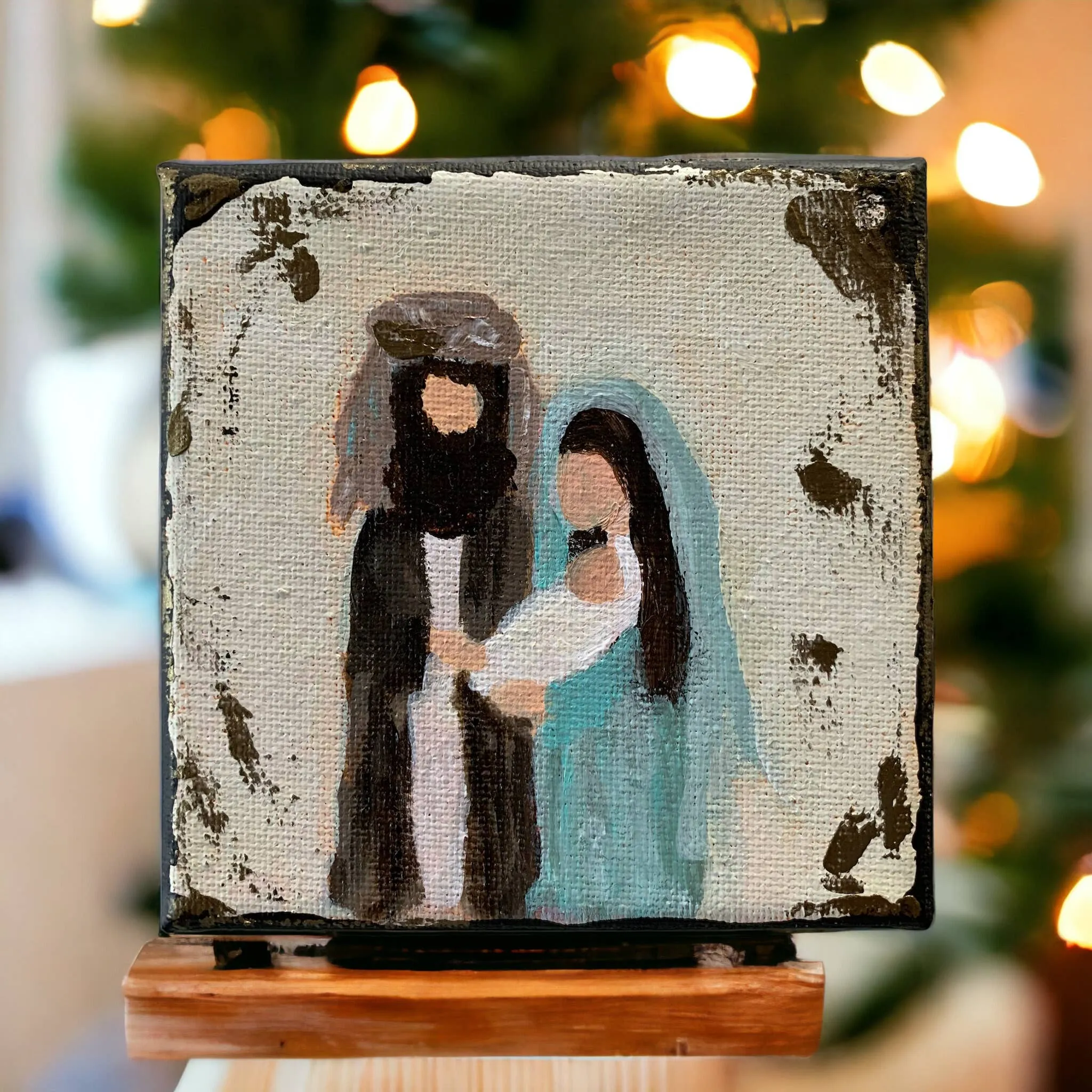 Minimalist Rustic Nativity Mini Painting