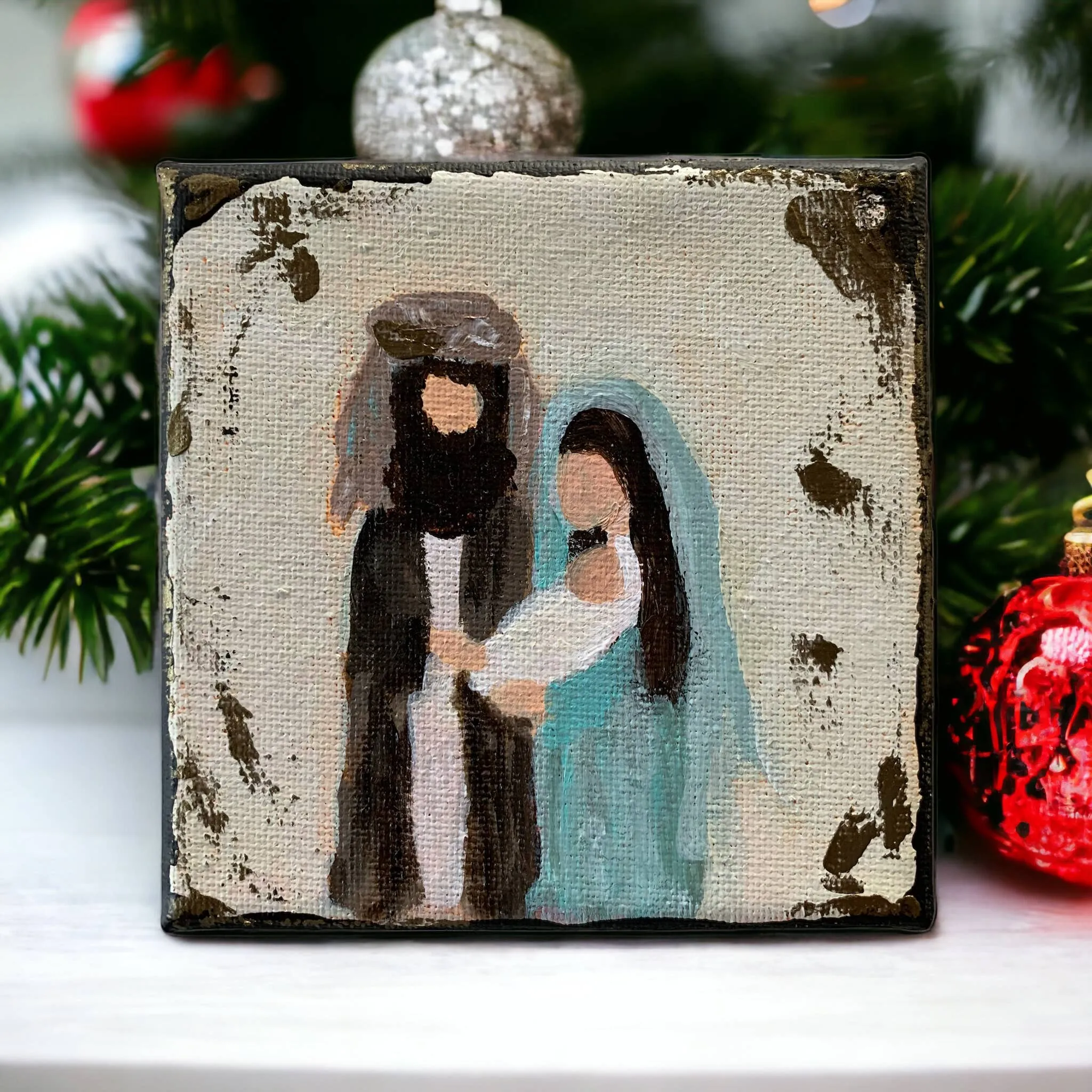 Minimalist Rustic Nativity Mini Painting