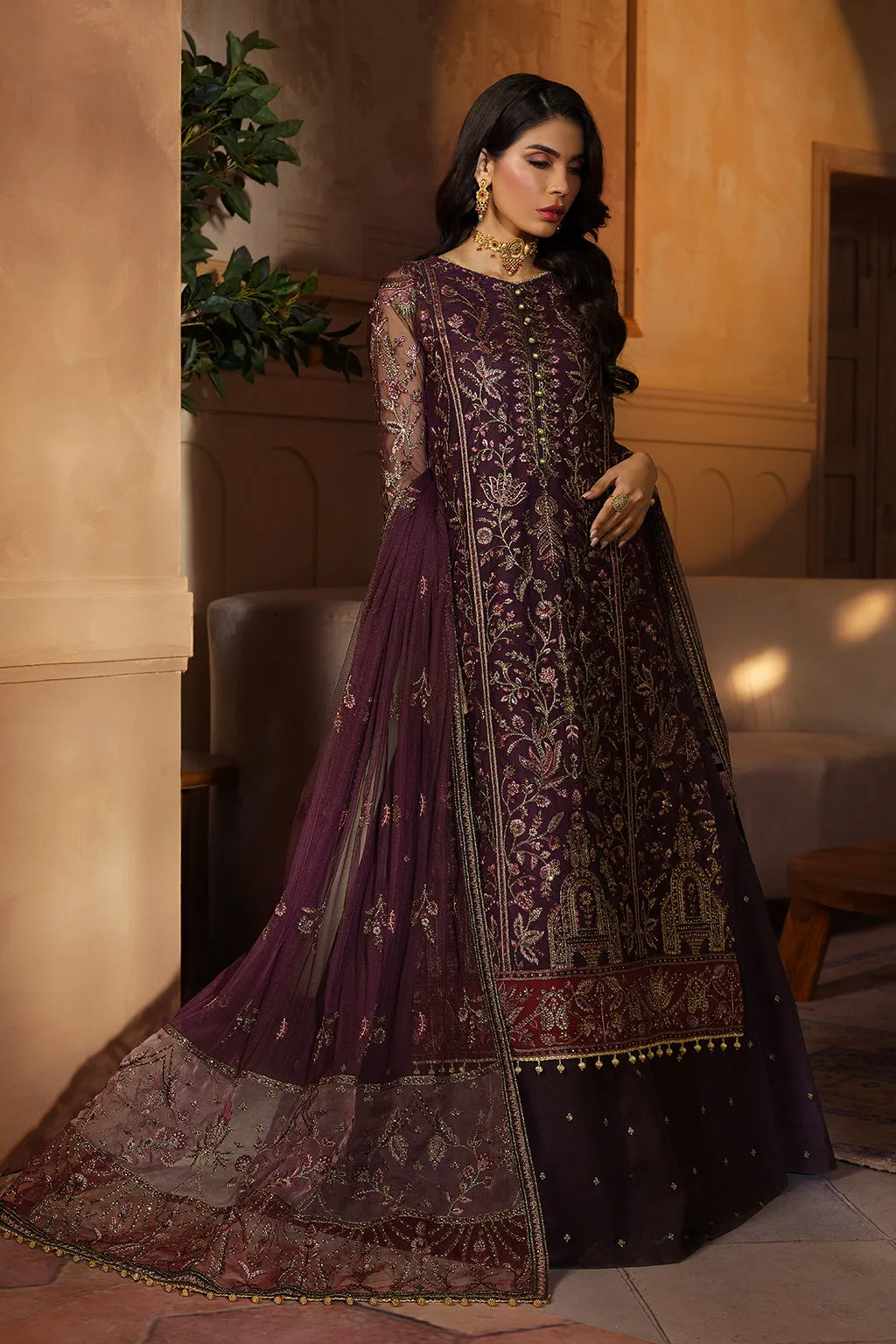 Nauroz by Zarif Embroidered Net Unstitched 3Pc Suit ZFN-05 AARZOO