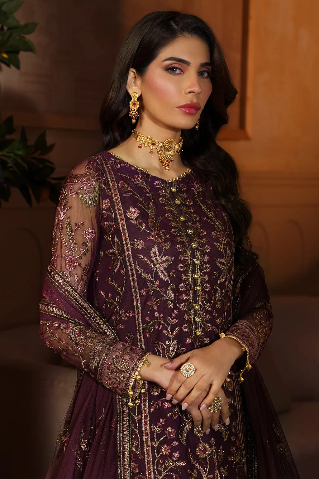 Nauroz by Zarif Embroidered Net Unstitched 3Pc Suit ZFN-05 AARZOO