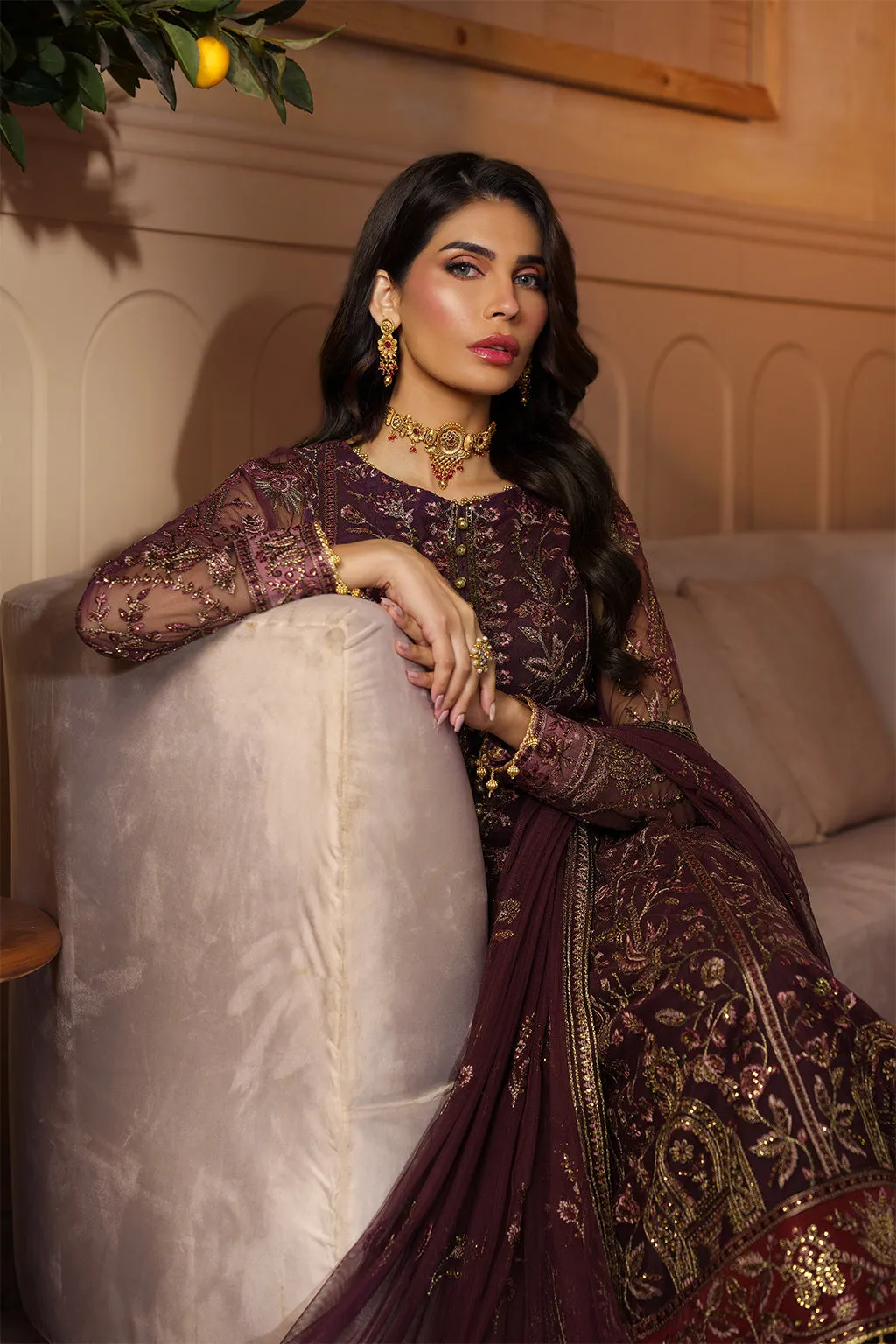 Nauroz by Zarif Embroidered Net Unstitched 3Pc Suit ZFN-05 AARZOO