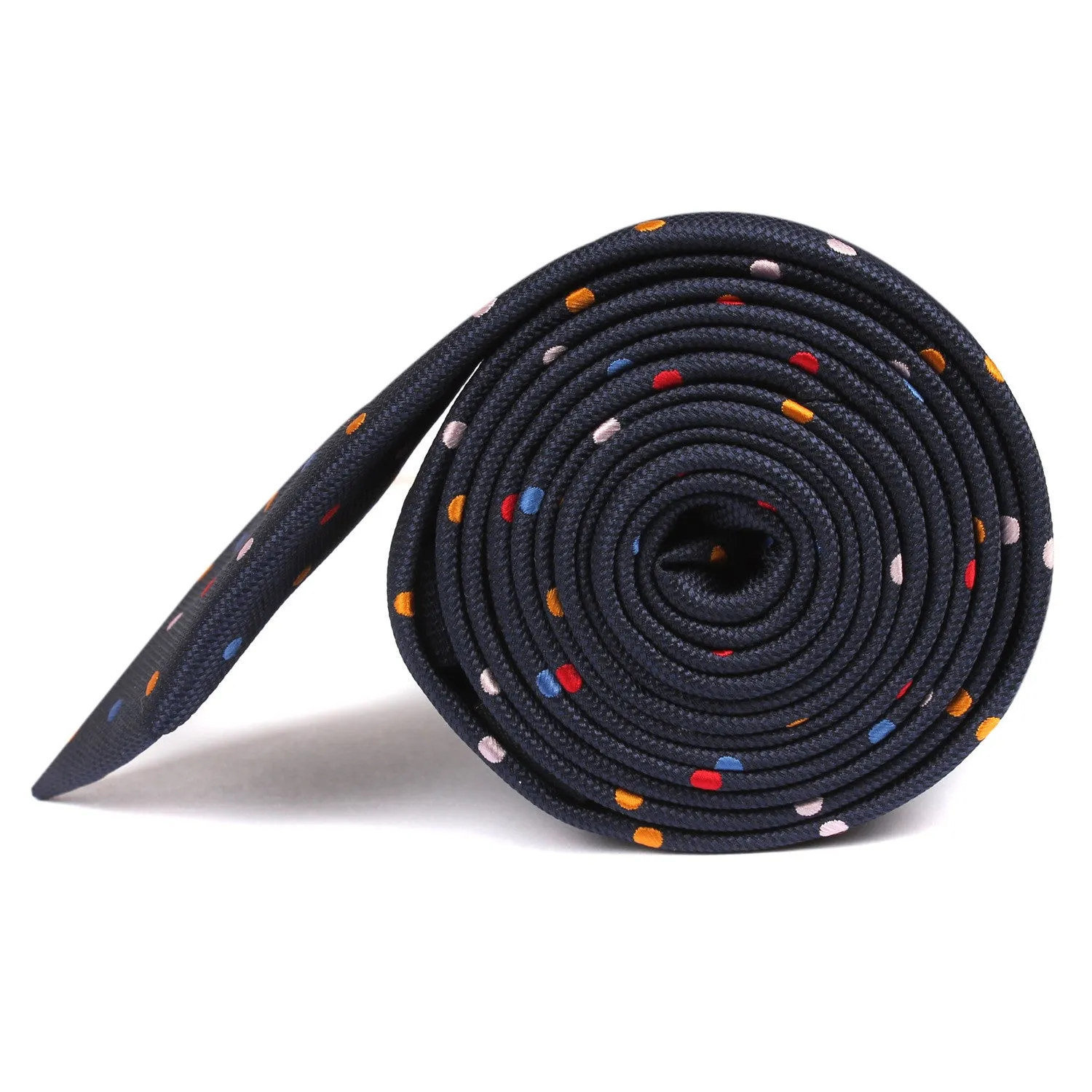 Navy Blue with Confetti Polka Dots Skinny Tie