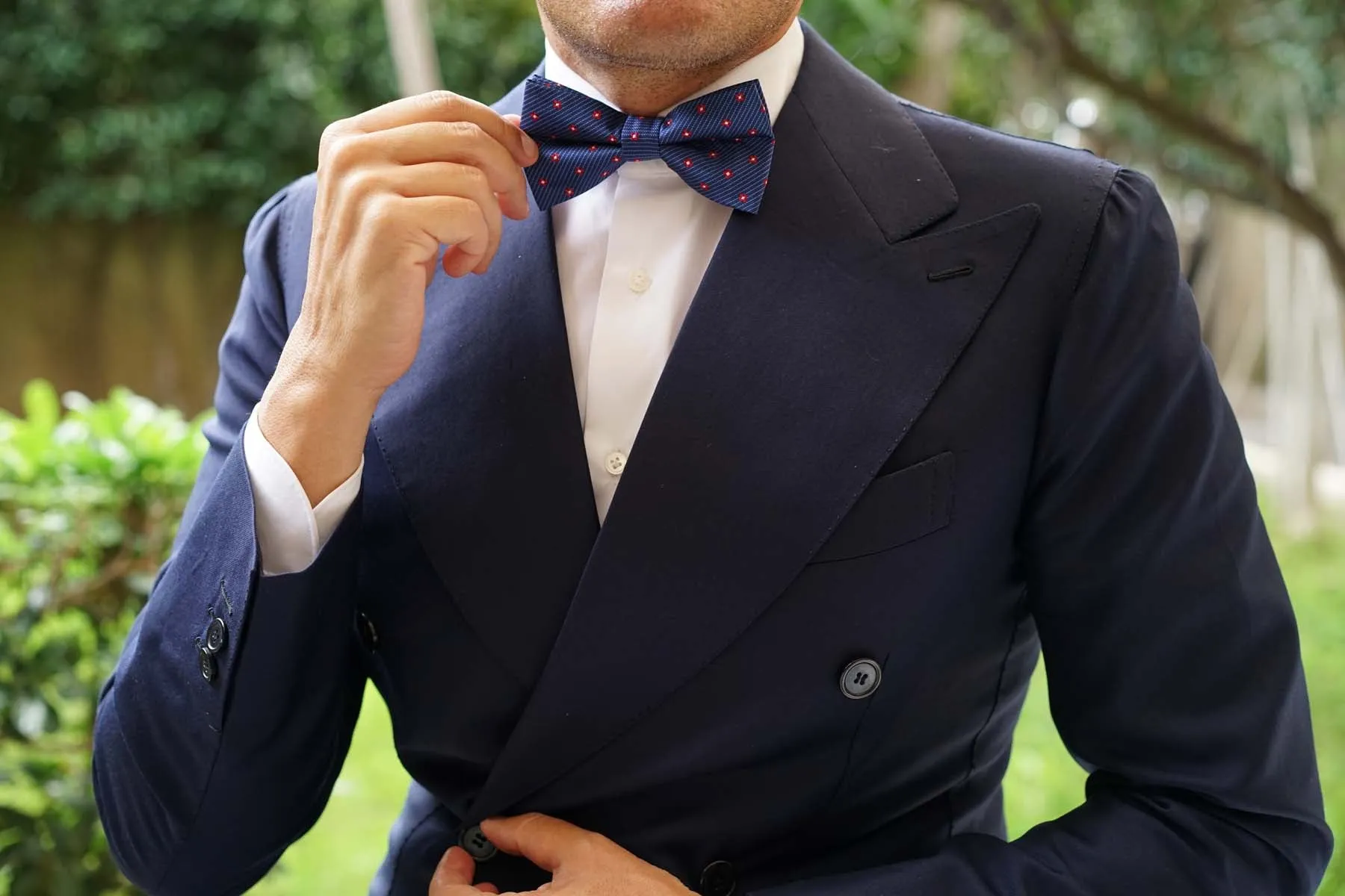 Navy Blue with Red Pattern - Bow Tie