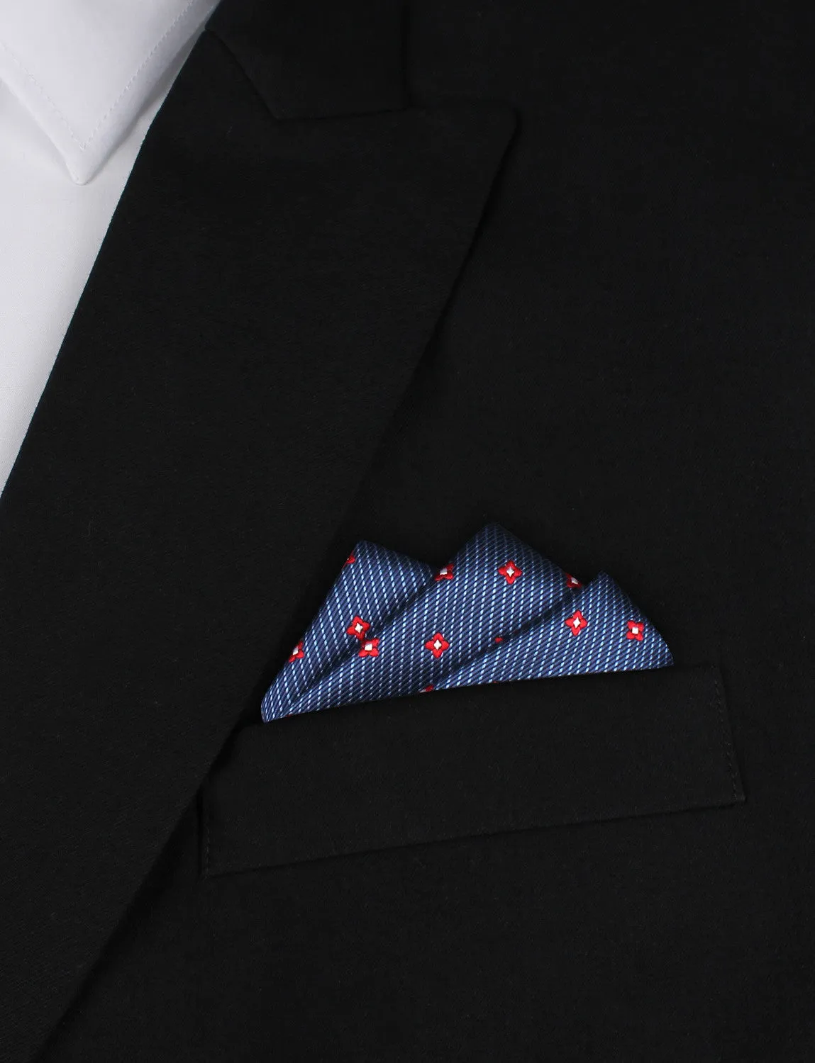 Navy Blue with Red Pattern - Pocket Square