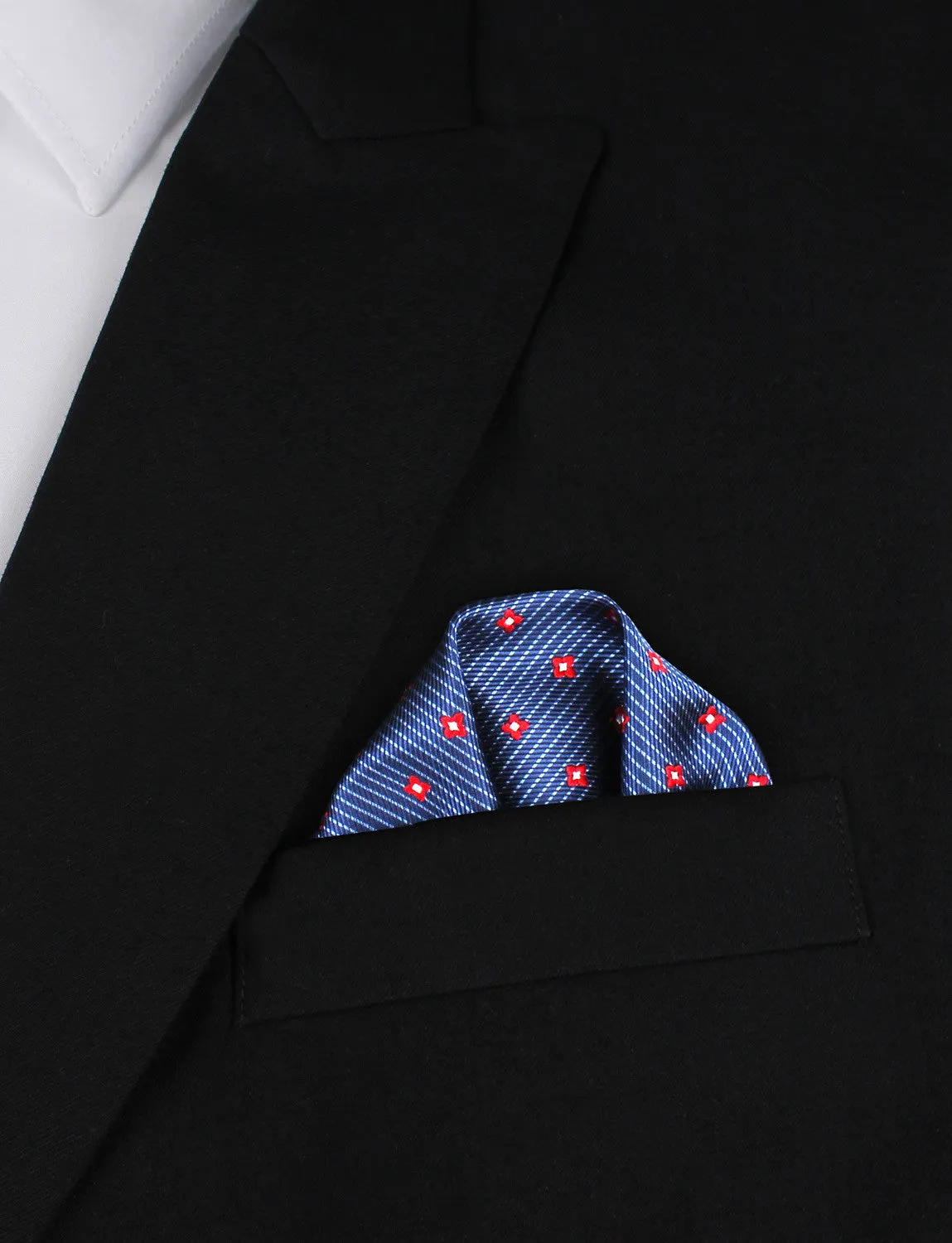 Navy Blue with Red Pattern - Pocket Square