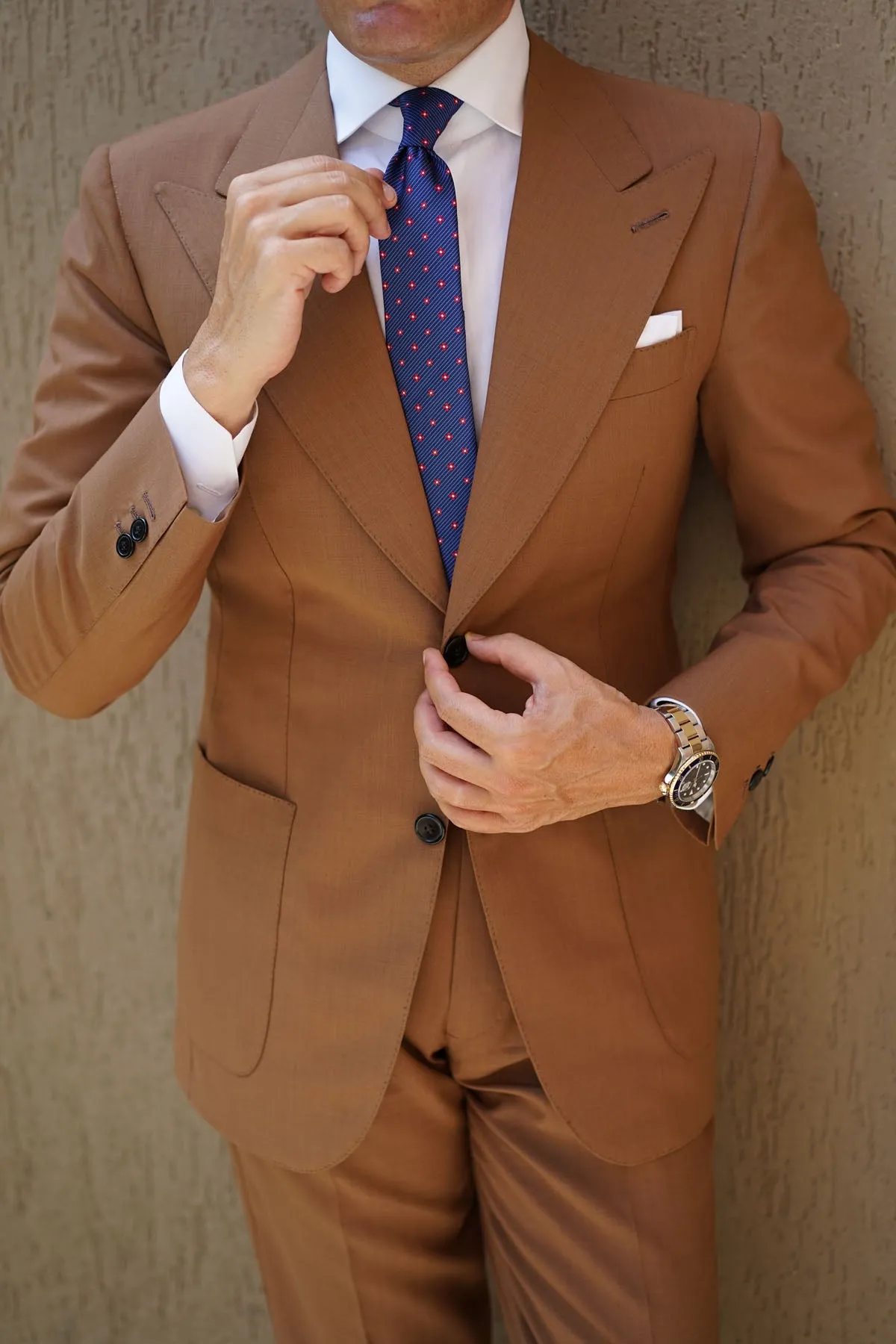 Navy Blue with Red Pattern Skinny Tie