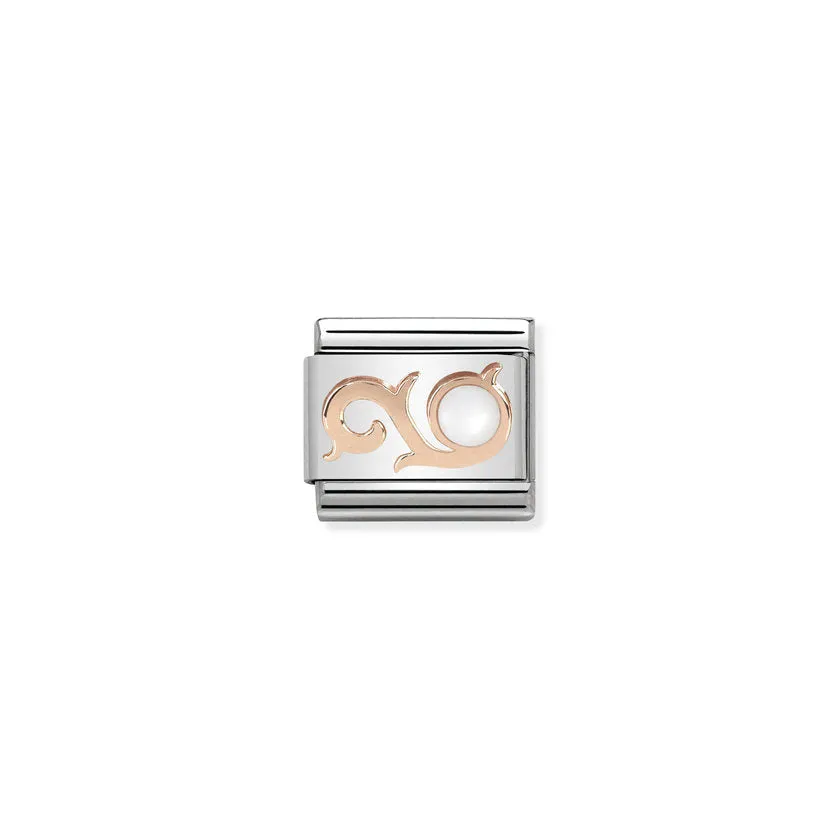 Nomination Composable Classic Link Symbols And Stones Swirl And White Mother of Pearl in 9K Gold *