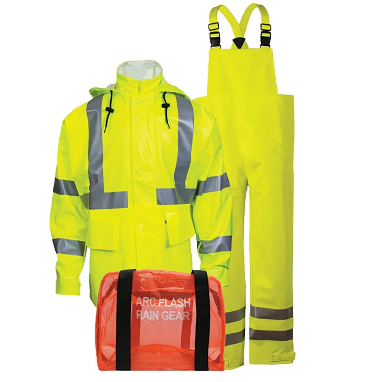 NSA FR Class 3 Hi Vis Yellow Arc H2O Made in USA Rain Suit KITRLC3