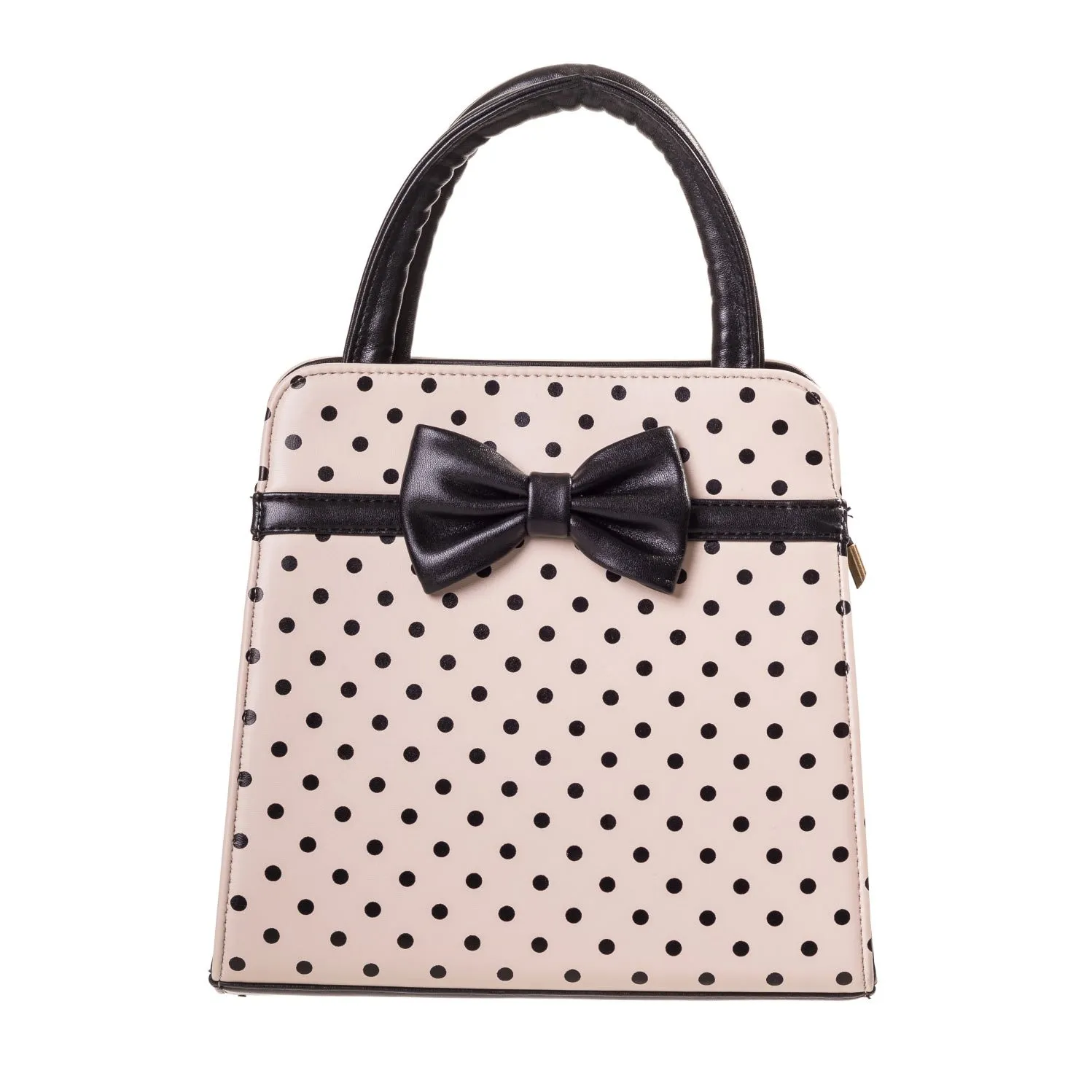 Nude Black Polka Dot  Bow Handbag