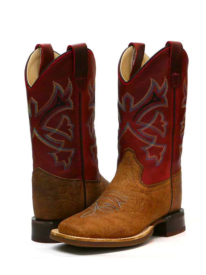 Old West BSC1912 BSY1912 Kids Square Toe Western Boot Rust Red