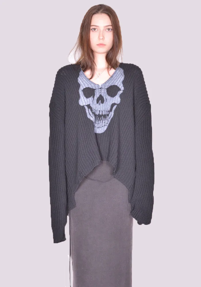 OTTOLINGER 0706203 OPEN COLLAR SKULL KNIT SWEATER BLACK