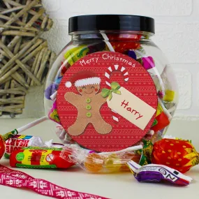 Personalised Felt Stitch Gingerbread Man Sweet Jar