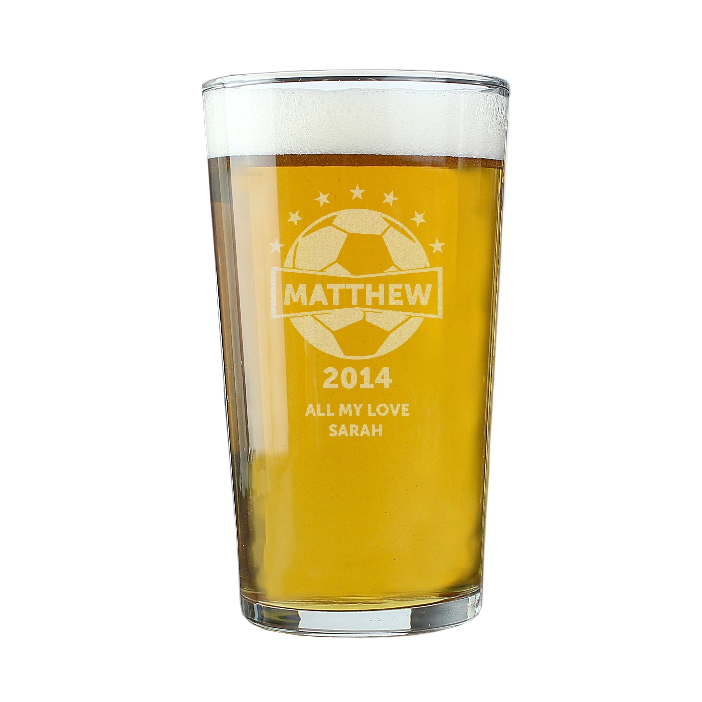 Personalised Football Pint Glass