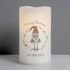 Personalised Scandinavian Christmas Gnome LED Candle