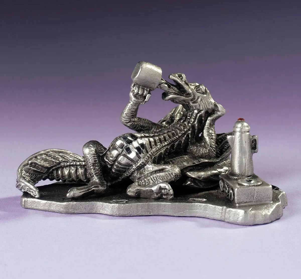 Pewter Coffee Dragon Figurine