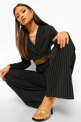 Pinstripe Cropped Boxy Blazer