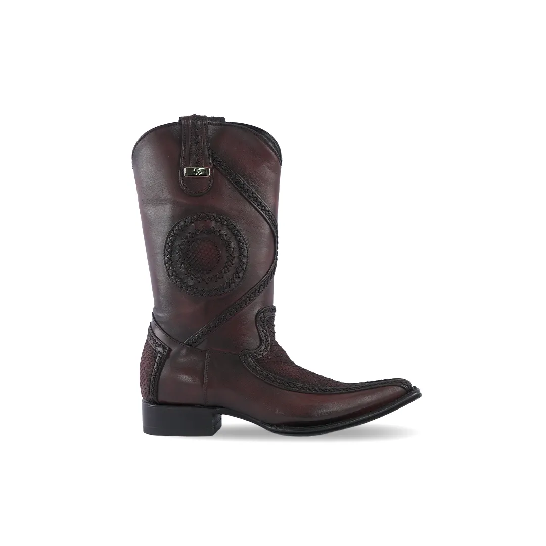 Platino Texas Country Exotic Boot Python Amaranty Floreta