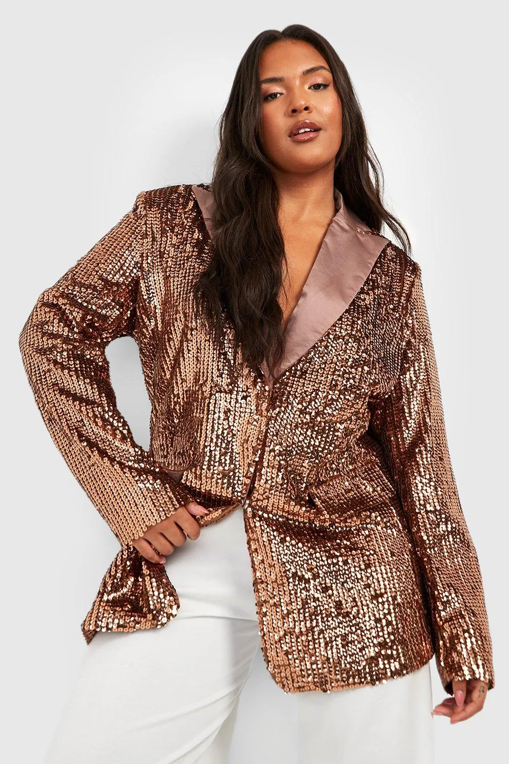 Plus Matte Sequin Oversized Blazer