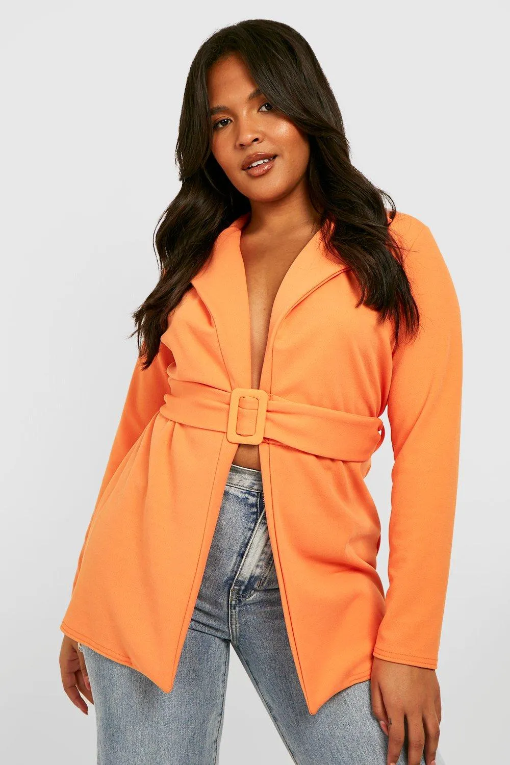 Plus Plunge Belted Blazer