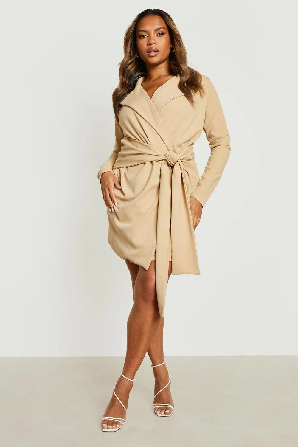 Plus Sash Belted Blazer Dress