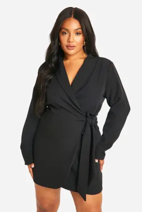 Plus Tie Side Blazer Dress