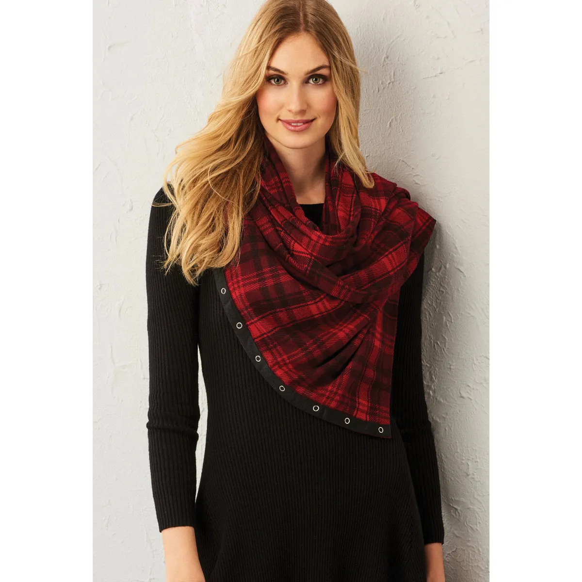 Red Plaid Infinity Scarf /Shawl, Charlie Paige