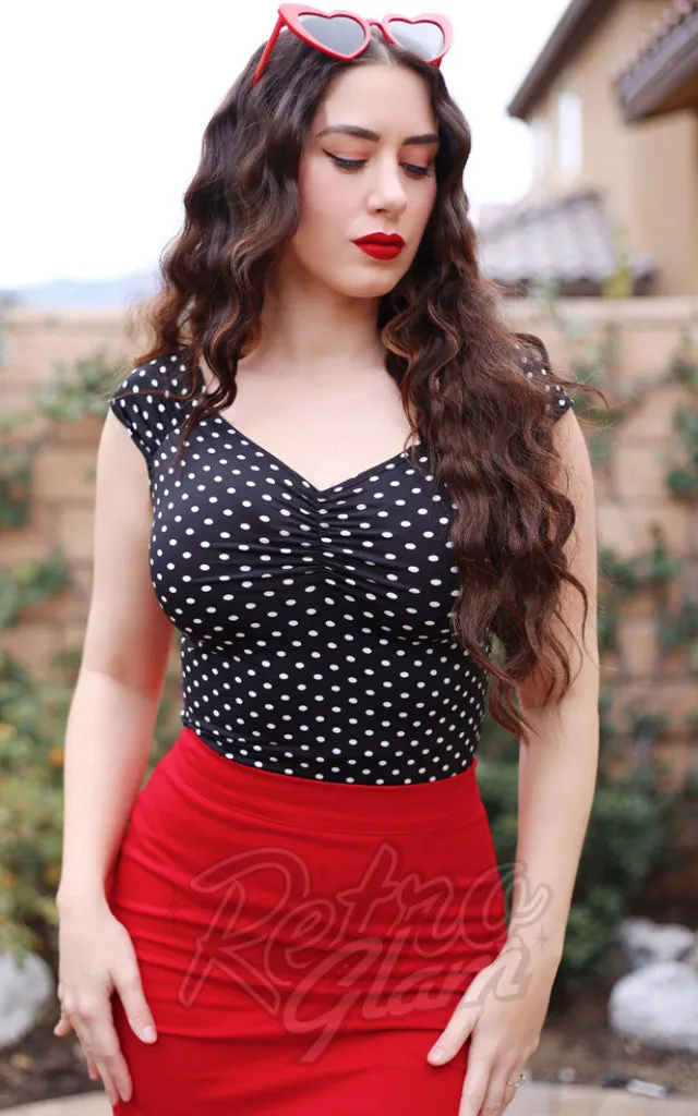 Retrolicious Isabel Top in Black & White Polka Dots - M & L left only