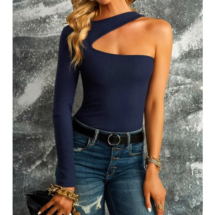 Ribbed One Shoulder Top