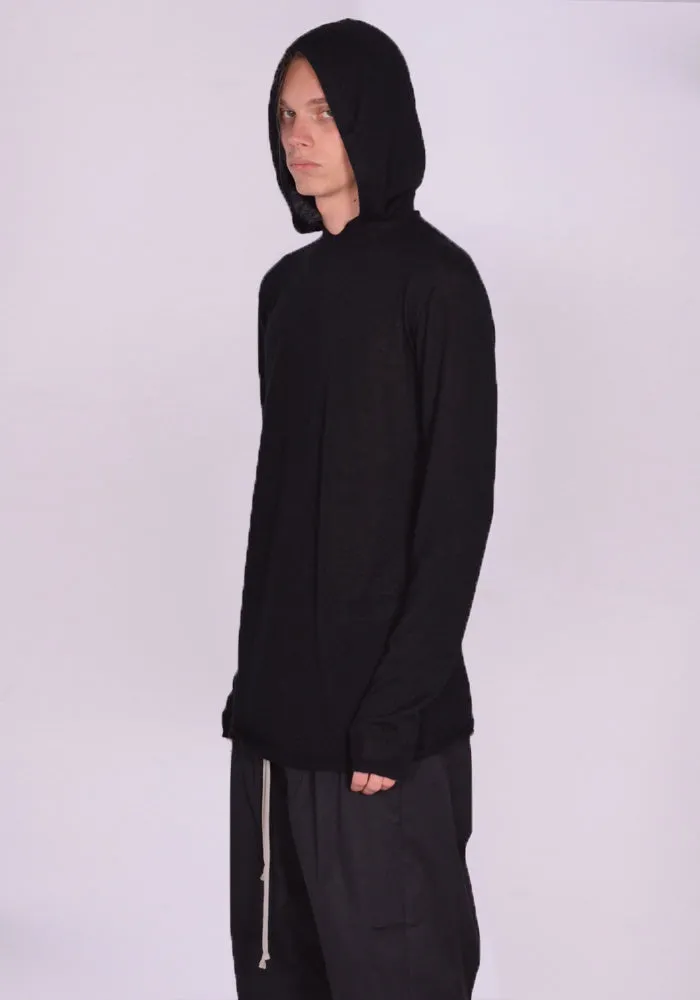 RICK OWENS MEN RU01D3623 WS 09 HOODED KNIT SWEATER BLACK