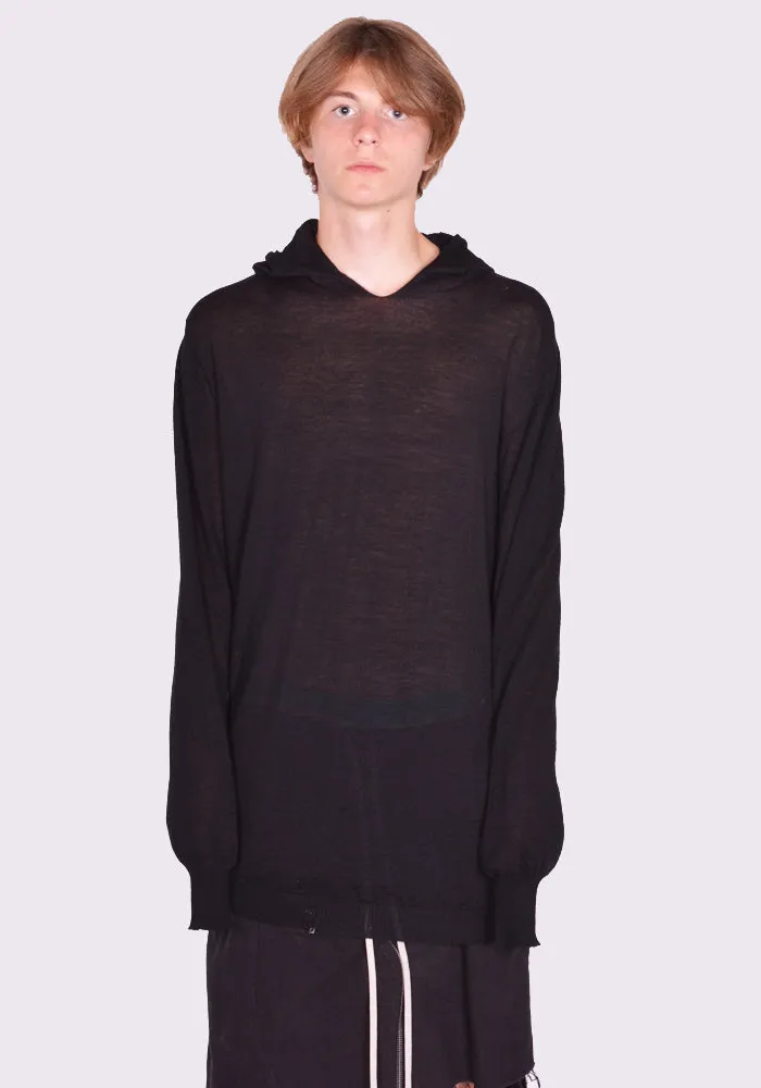 RICK OWENS MEN RU02D6623 M 09 OVERSIZED HOODED KNIT SWEATER BLACK (New Season FW24)