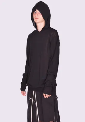 RICK OWENS MEN RU02D6623 M 09 OVERSIZED HOODED KNIT SWEATER BLACK (New Season FW24)